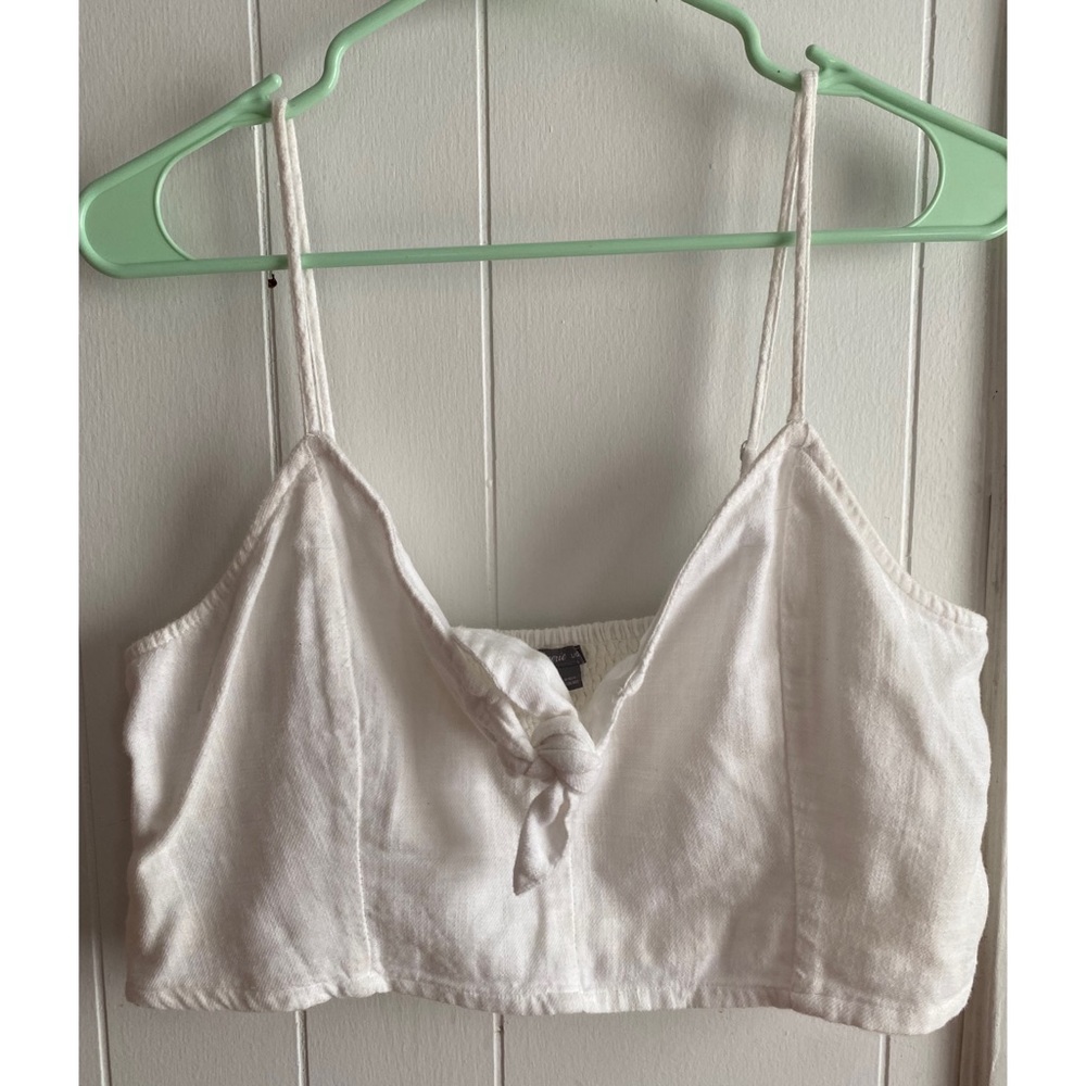 Aerie White Cropped Spaghetti Strap Tank size L